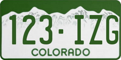 CO license plate 123IZG