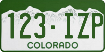CO license plate 123IZP
