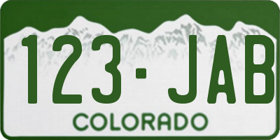 CO license plate 123JAB