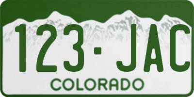 CO license plate 123JAC