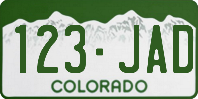 CO license plate 123JAD
