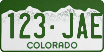 CO license plate 123JAE