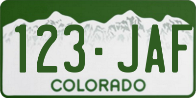 CO license plate 123JAF