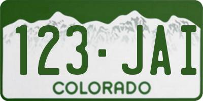 CO license plate 123JAI
