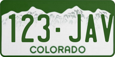 CO license plate 123JAV
