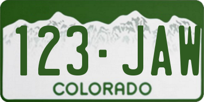 CO license plate 123JAW