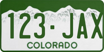 CO license plate 123JAX