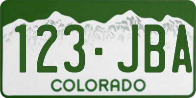 CO license plate 123JBA