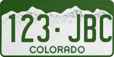 CO license plate 123JBC