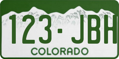 CO license plate 123JBH