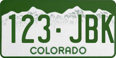 CO license plate 123JBK