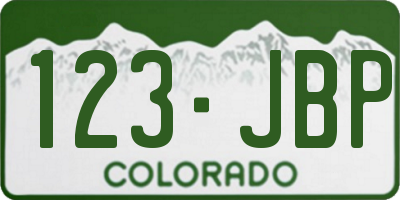 CO license plate 123JBP