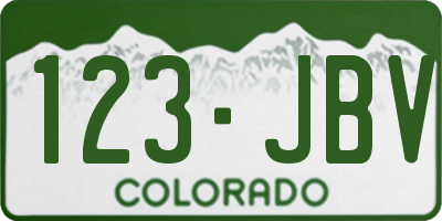 CO license plate 123JBV
