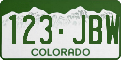 CO license plate 123JBW