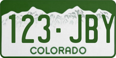 CO license plate 123JBY