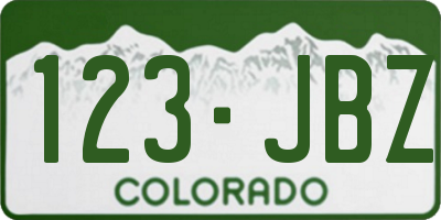 CO license plate 123JBZ