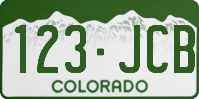 CO license plate 123JCB