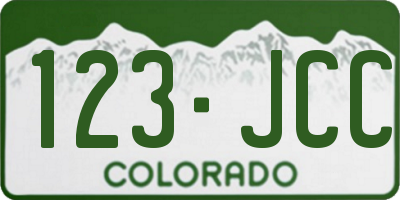 CO license plate 123JCC