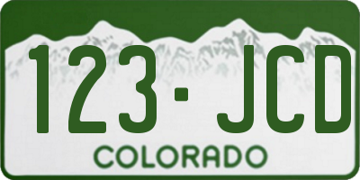 CO license plate 123JCD