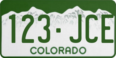 CO license plate 123JCE