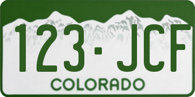 CO license plate 123JCF