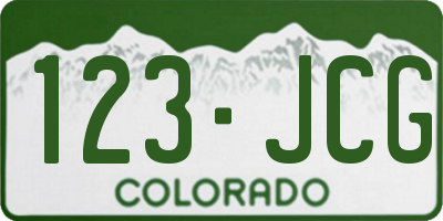 CO license plate 123JCG