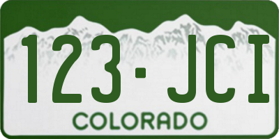 CO license plate 123JCI