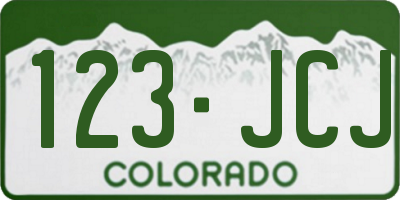 CO license plate 123JCJ