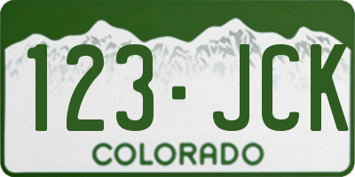 CO license plate 123JCK