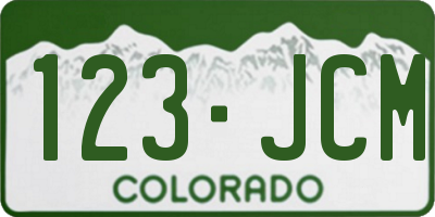 CO license plate 123JCM