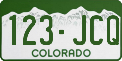 CO license plate 123JCQ