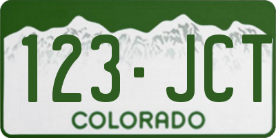 CO license plate 123JCT