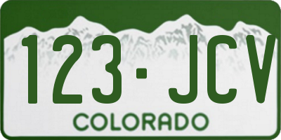 CO license plate 123JCV