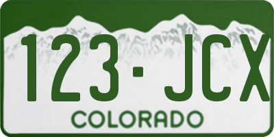 CO license plate 123JCX