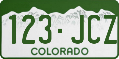 CO license plate 123JCZ
