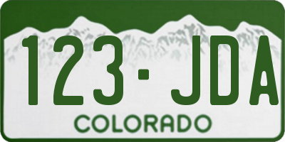 CO license plate 123JDA