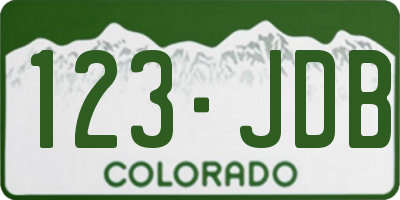 CO license plate 123JDB