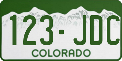 CO license plate 123JDC