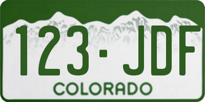 CO license plate 123JDF