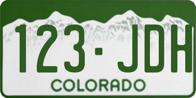 CO license plate 123JDH