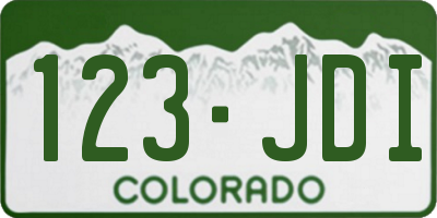 CO license plate 123JDI