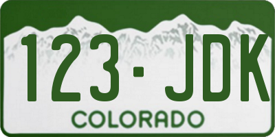 CO license plate 123JDK