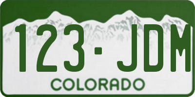CO license plate 123JDM