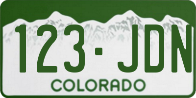 CO license plate 123JDN