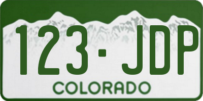 CO license plate 123JDP