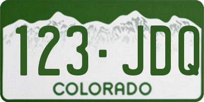 CO license plate 123JDQ