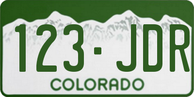 CO license plate 123JDR