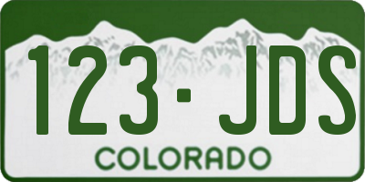 CO license plate 123JDS