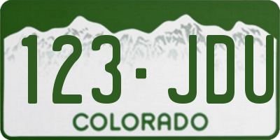 CO license plate 123JDU
