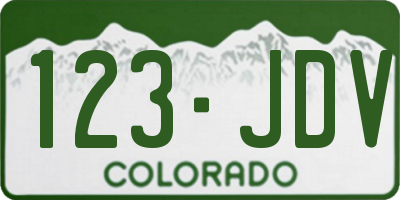 CO license plate 123JDV